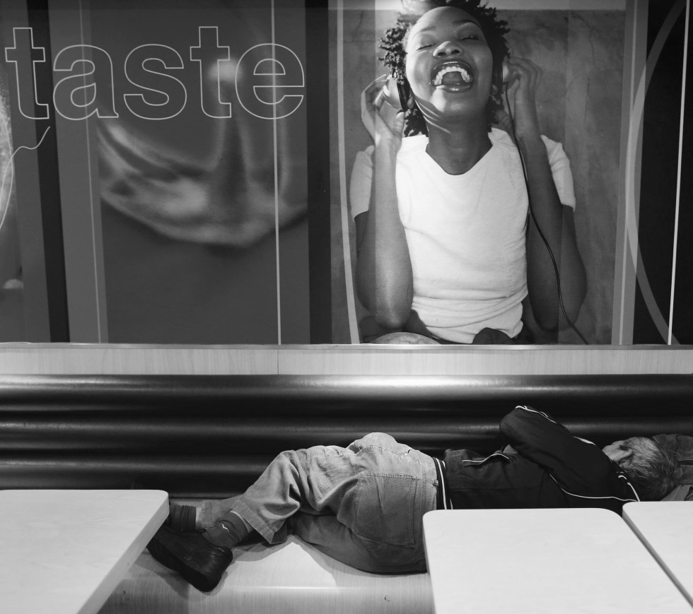 Homeless people is seen spending nights in public places like Mcdonald's. 27OCT15