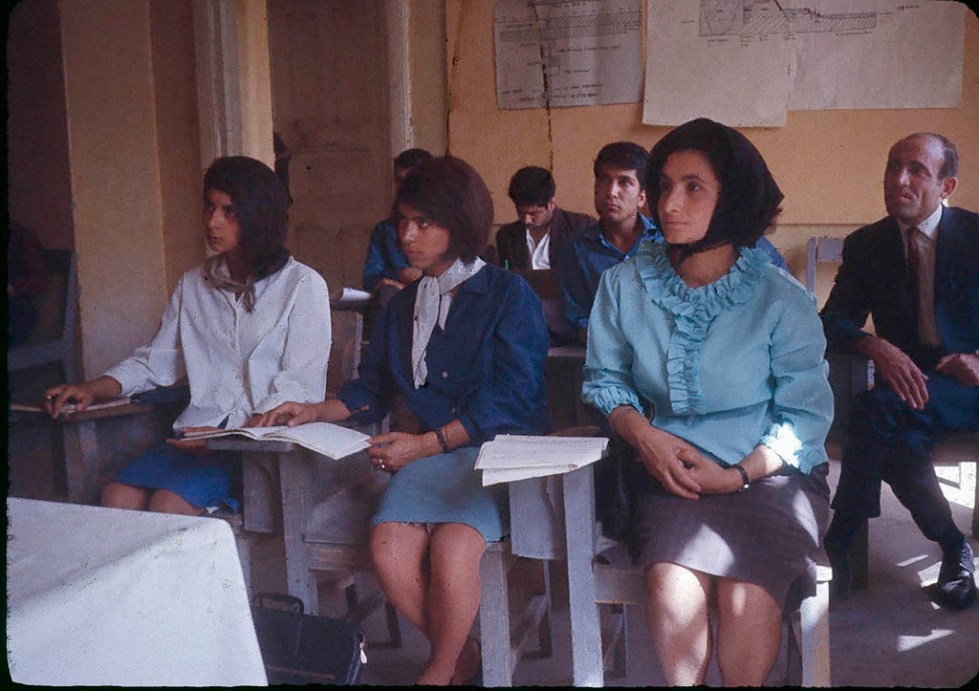 "Students at the Higher Teachers College of Kabul where Dr. Podlich, the photographer, worked and taught for two year's with the United Nations Educational, Scientific and Cultural Organization."
